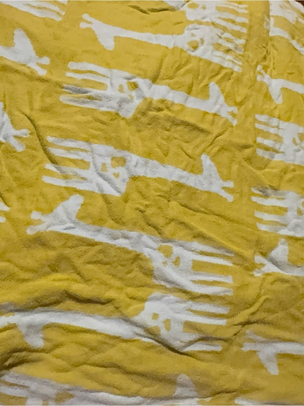 Soft Yellow and White Printed Bedding Throw
